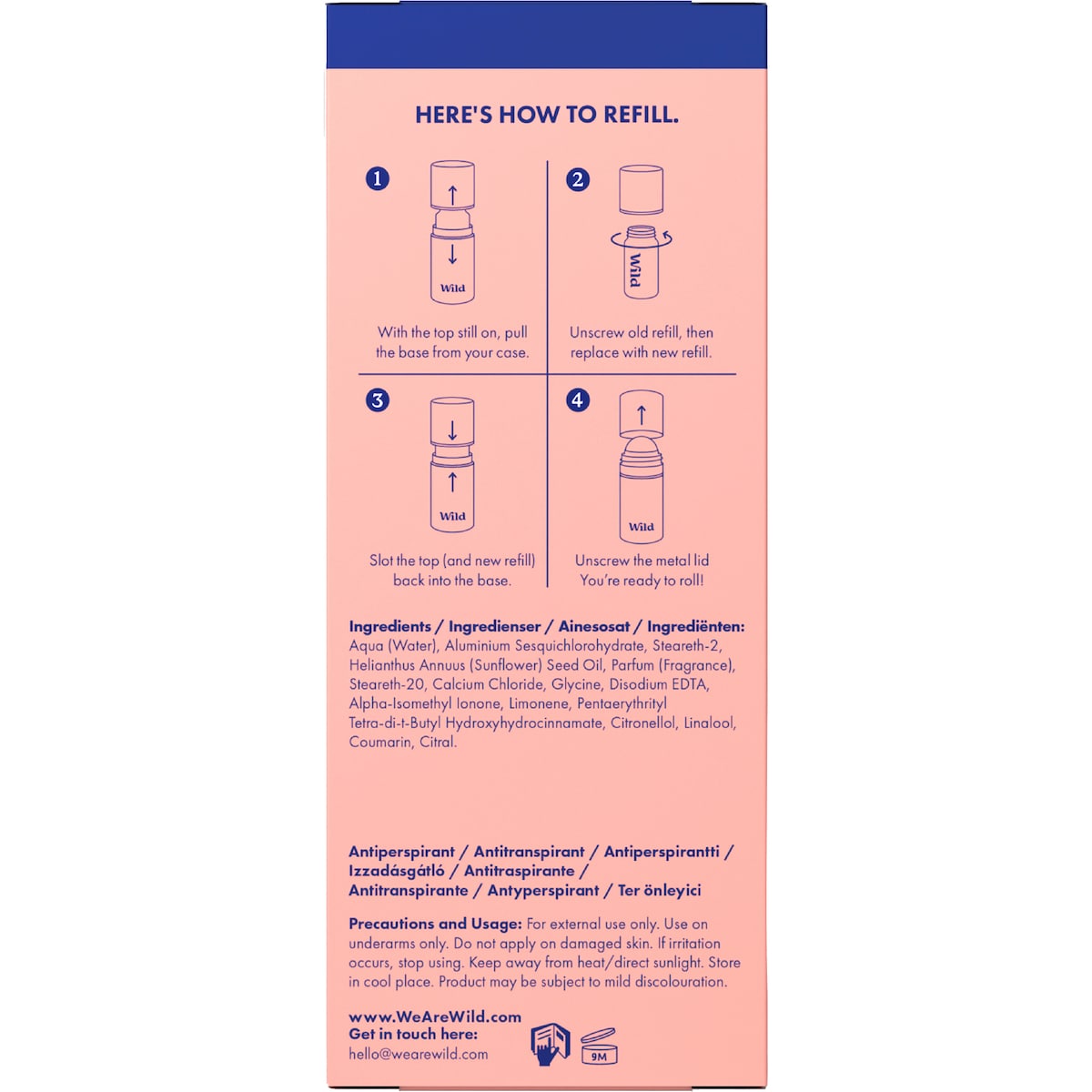 Wild Deodorant 72hr Antipersperant Roll On Cotton & Salt 50ml