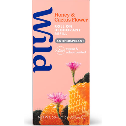 Wild Deodorant 72hr Antipersperant Roll On Refill Honey & Cactus 50ml