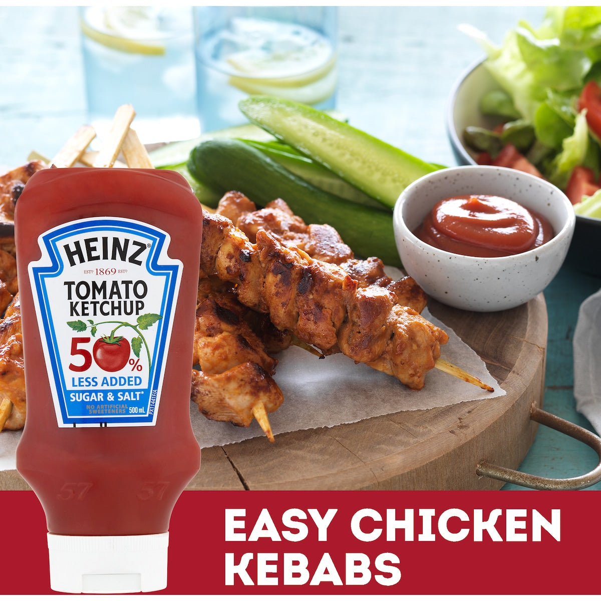 Heinz Tomato Ketchup Sauce Bottle 50% Less Sugar & Salt 500ml