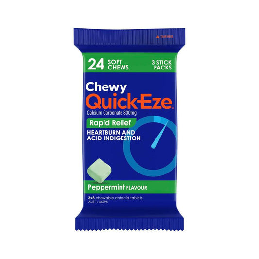 Quick-Eze Chewy Peppermint Antacid Tablets - 3 pack