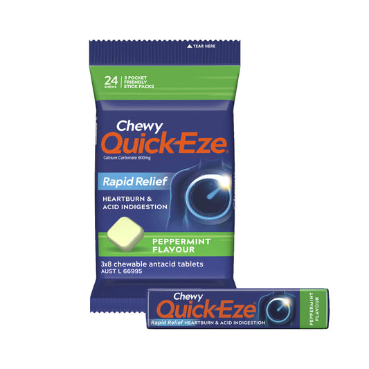 Quick-Eze Chewy Peppermint Antacid Tablets - 3 pack