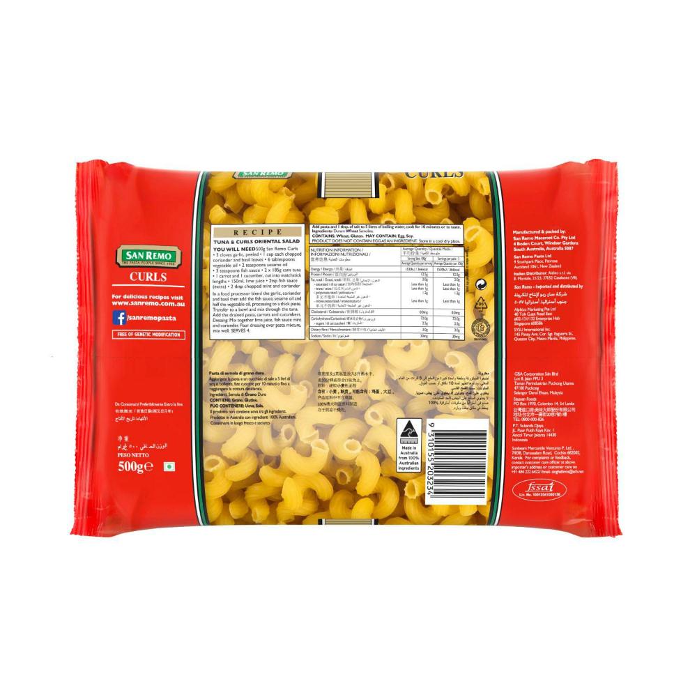 San Remo Pasta Curls No 27 - 500g