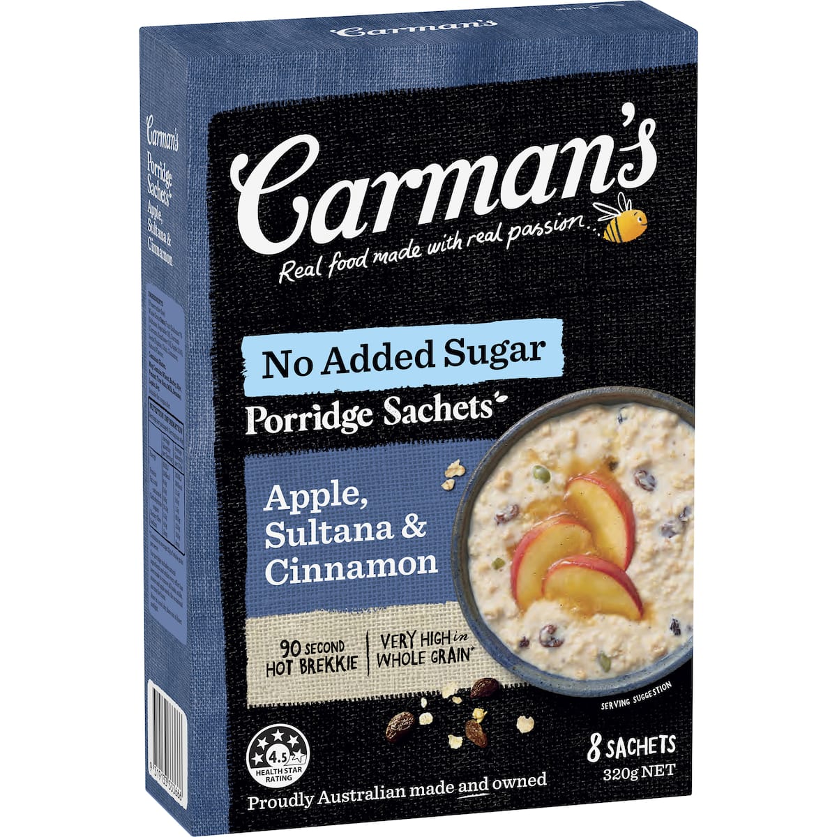 Carman's Porridge Sachets Apple Sultana & Cinnamon 8 Pack
