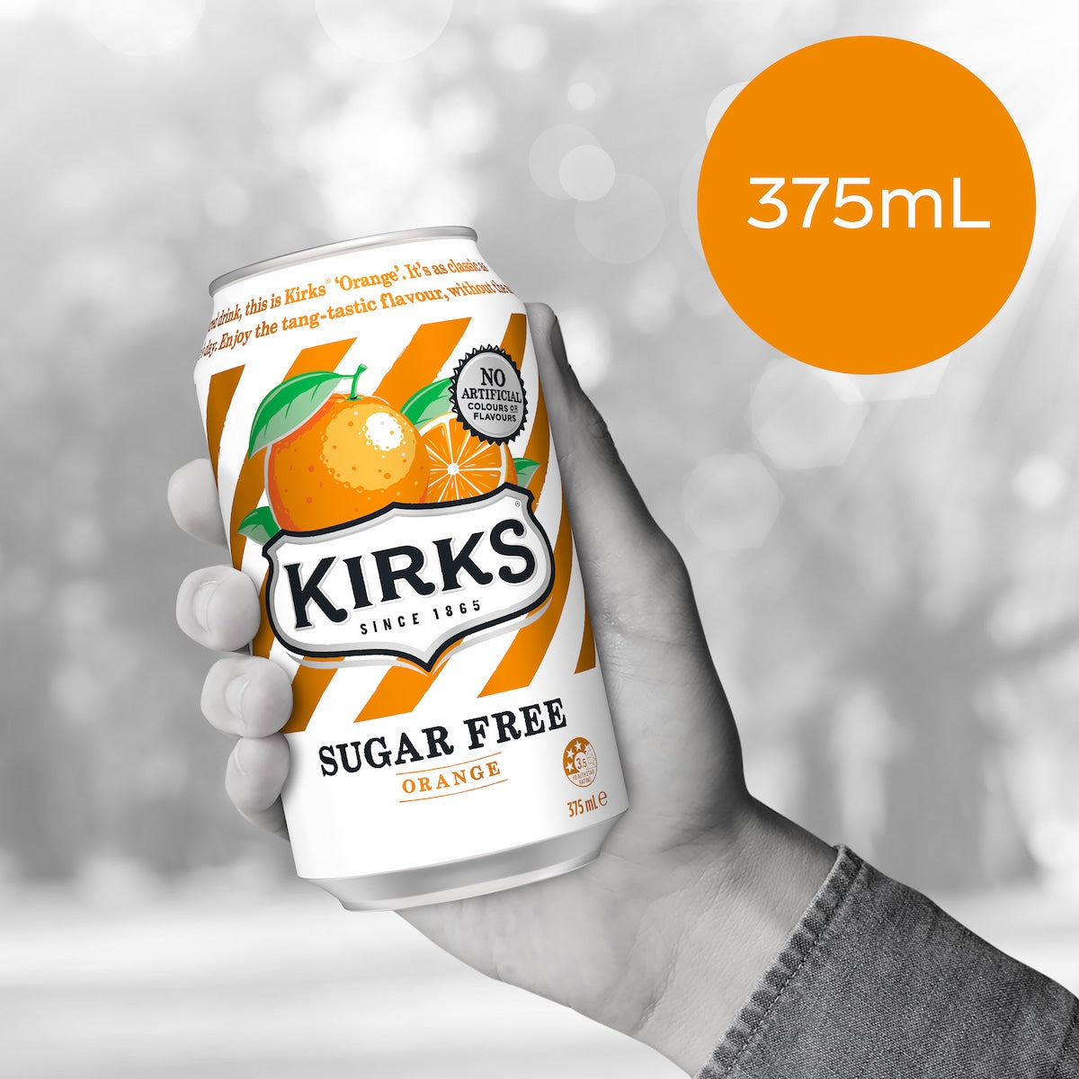 Kirks Zero Sugar Orange Soft Drink Cans 375ml X 10 Pack