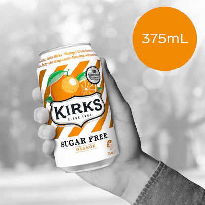 Kirks Zero Sugar Orange Soft Drink Cans 375ml X 10 Pack