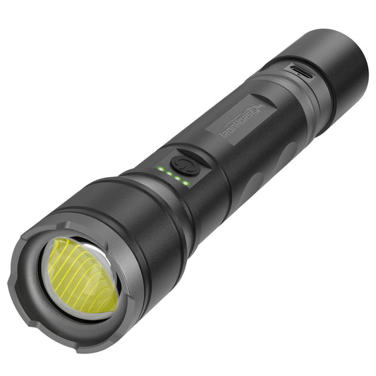 Ironhorse Premium Hybrid Dual Power Torch Flashlight - 1100lm