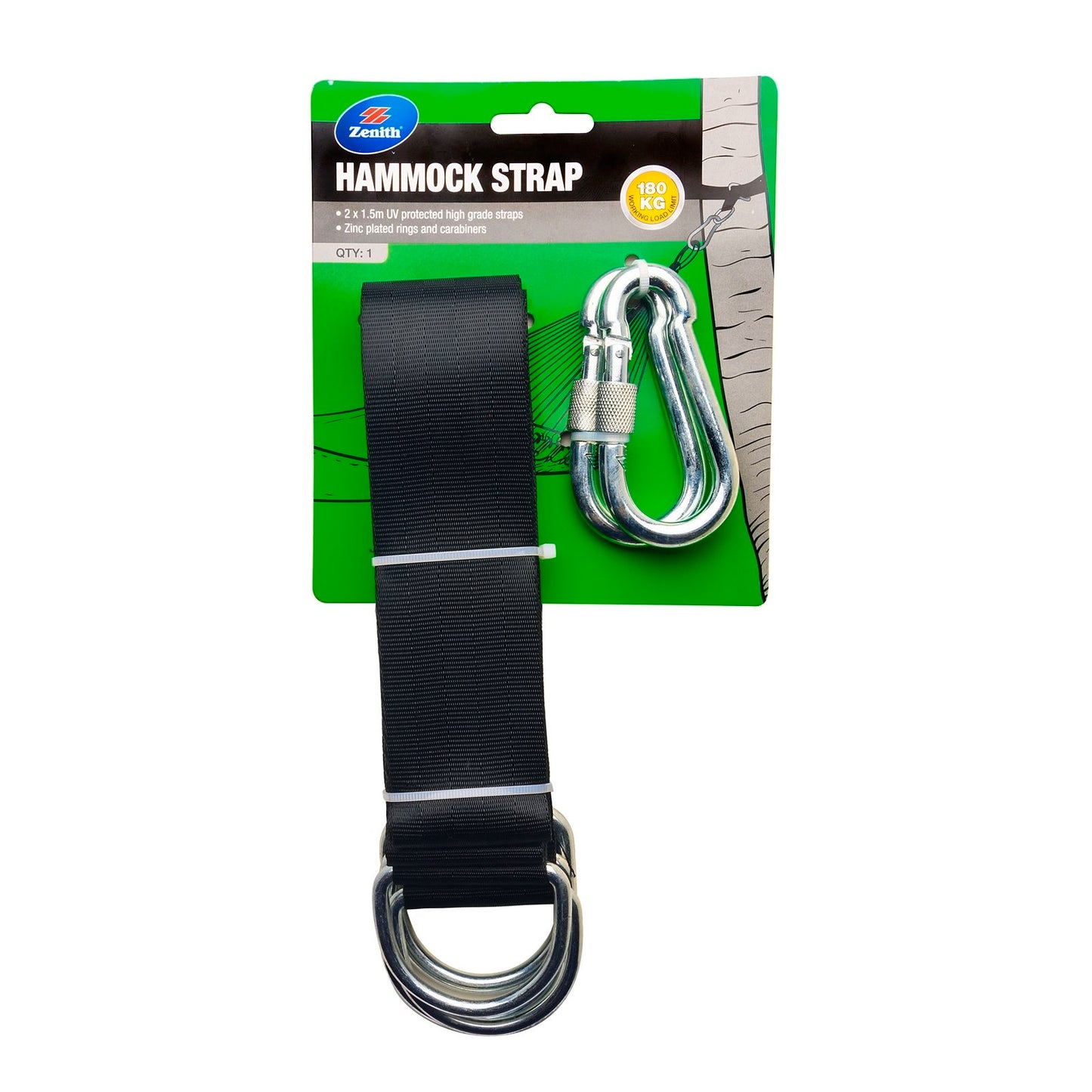 Zenith Hammock Straps - 1.5m - 180kg - 2 Pack