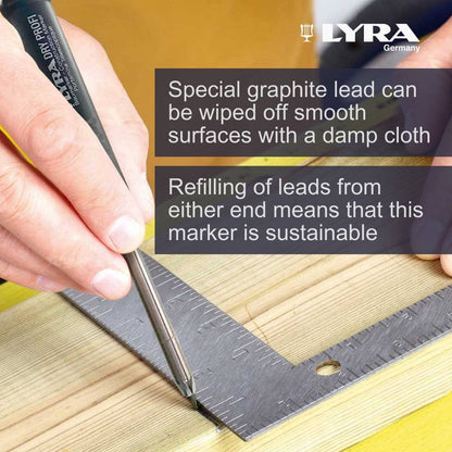 Lyra Carpenters Pencil - 2B - Stainless Steel - All Surface Use