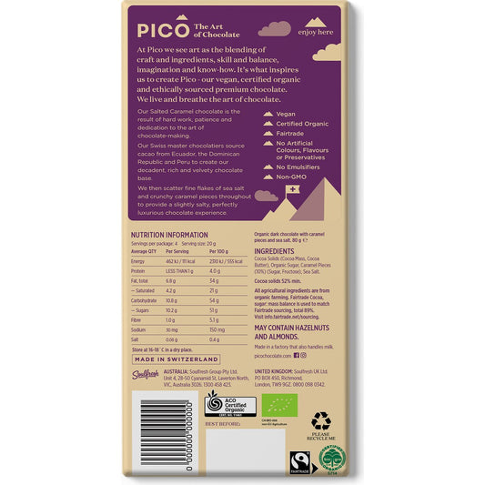 Pico Organic VeganÂ Chocolate Salted Caramel 80g