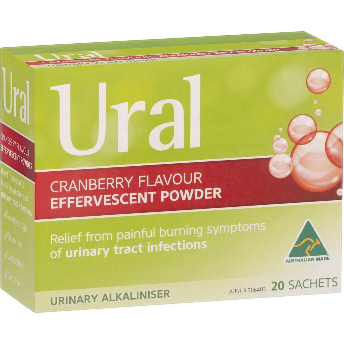 Ural Effervescent Powder Sachets Cranberry 20 pack