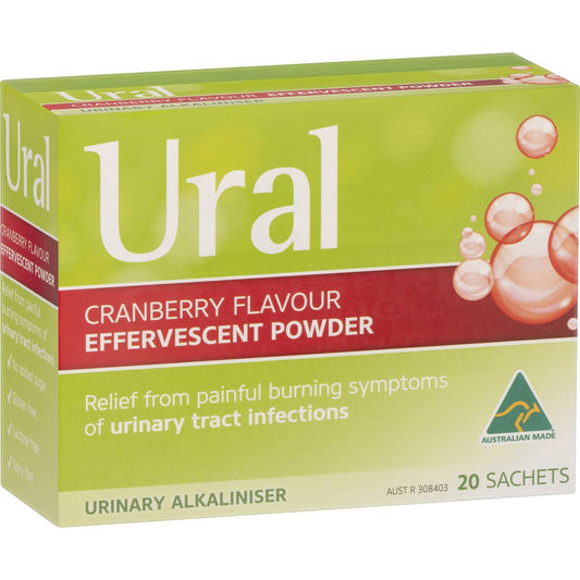 Ural Effervescent Powder Sachets Cranberry 20 Pack