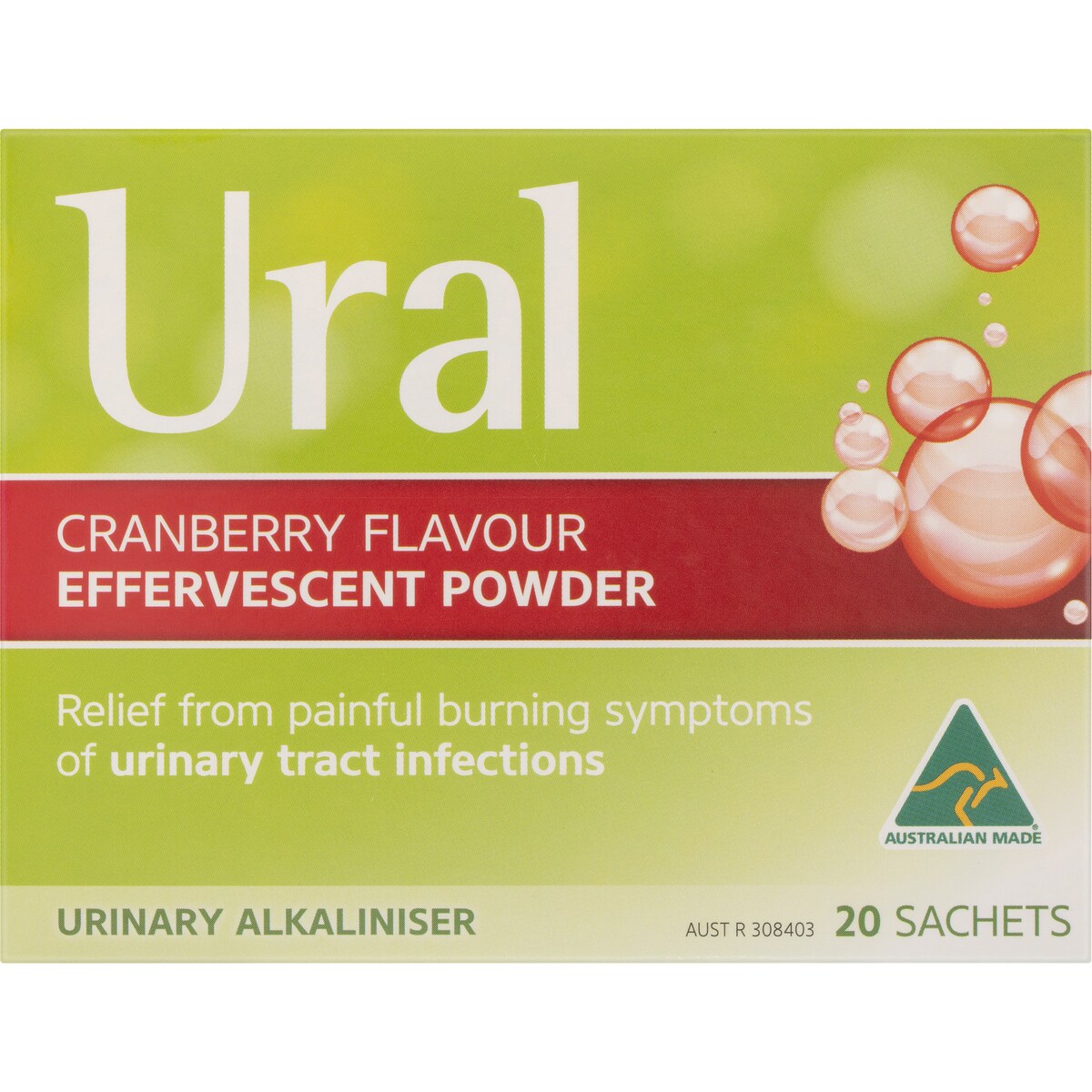 Ural Effervescent Powder Sachets Cranberry 20 pack