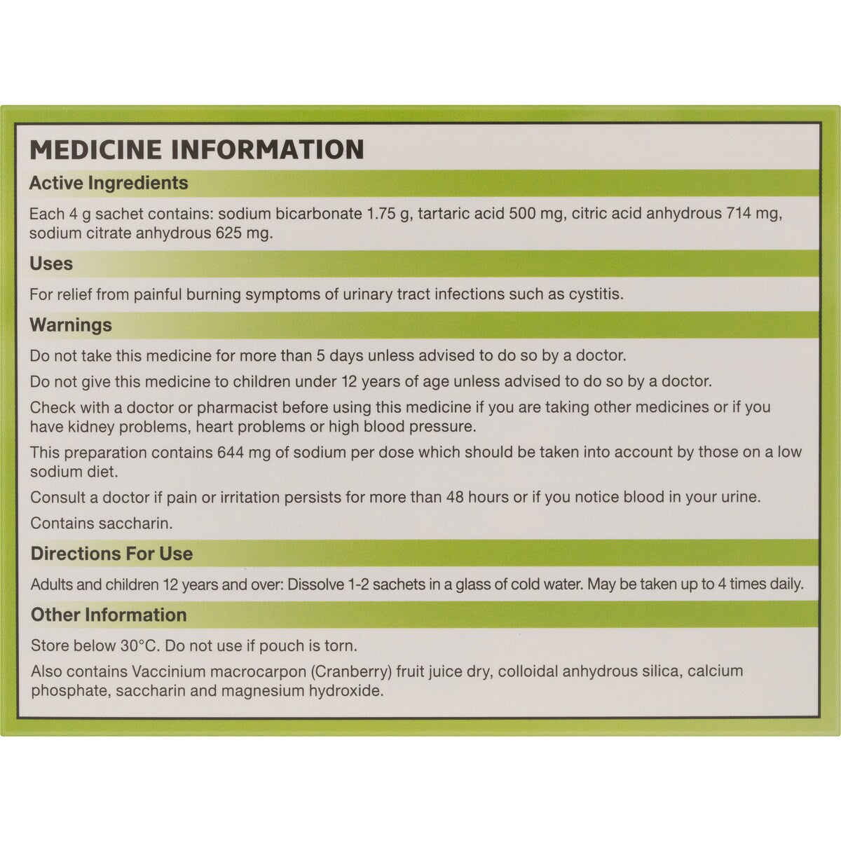 Ural Effervescent Powder Sachets Cranberry 20 pack