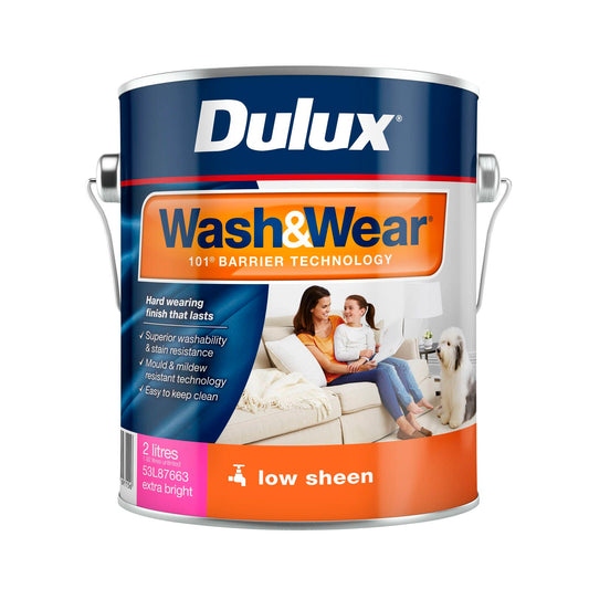 Dulux Wash Wear Interior Paint - 2L - Extra Bright Low Sheen