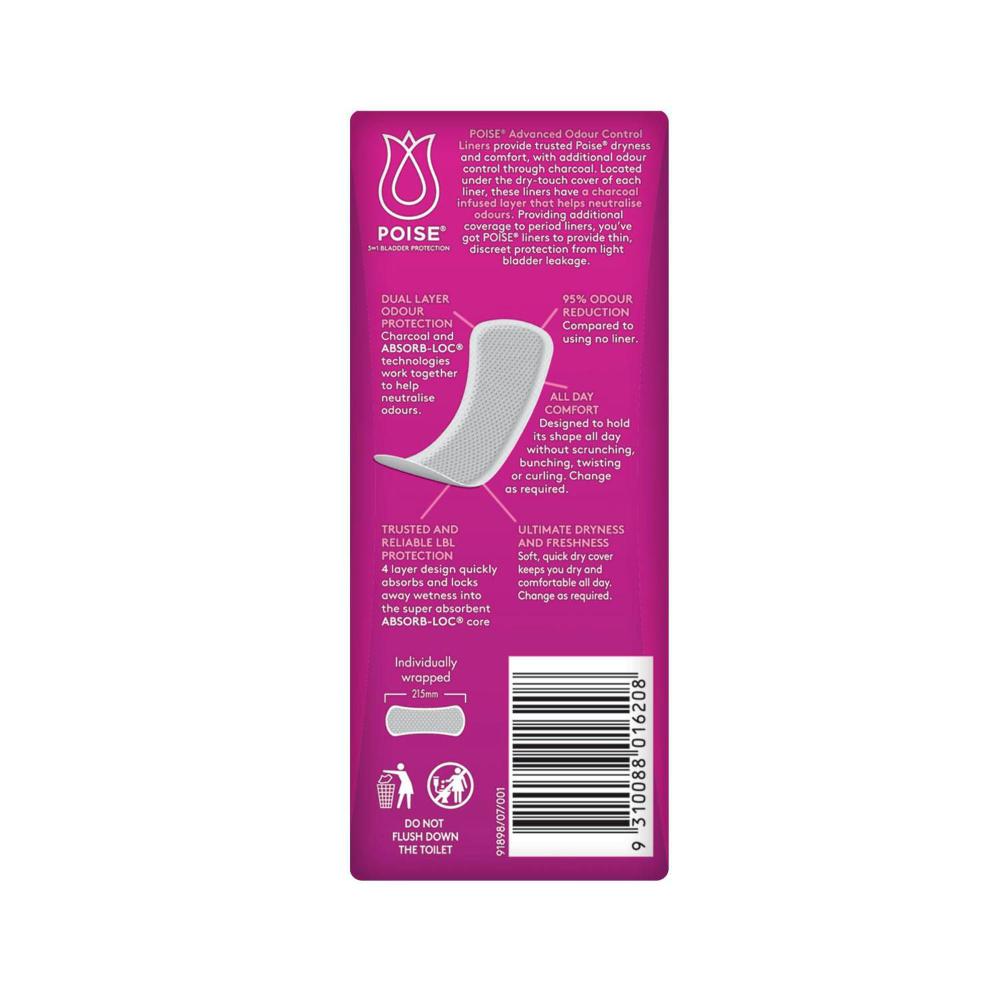 Poise Charcoal Liners For Bladder Leaks Light - 20 pack
