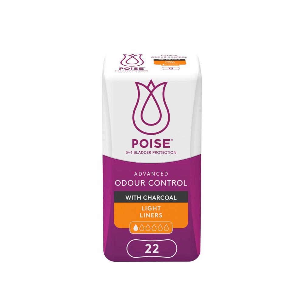Poise Charcoal Liners For Bladder Leaks Light - 22 pack