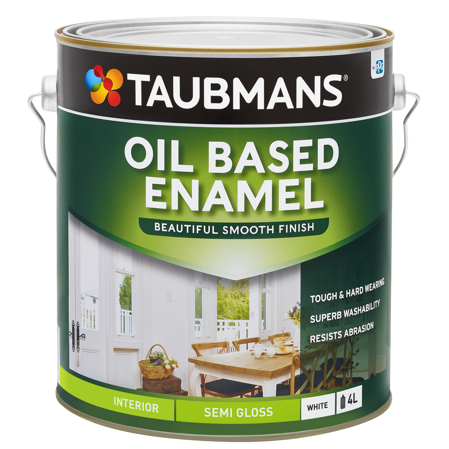 Taubmans White Semi Gloss Oil Based Enamel - 4L