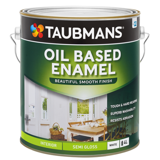 Taubmans White Semi Gloss Oil Based Enamel - 4L