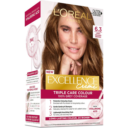 Loreal Paris Excellence Creme Hair Colour 6.3 Light Golden Brown Each