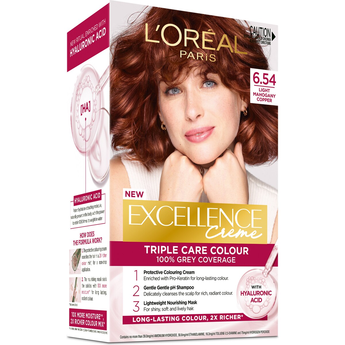 L'oreal Excellence Creme Hair Colour 6.54 Light Mahogany Brown Each