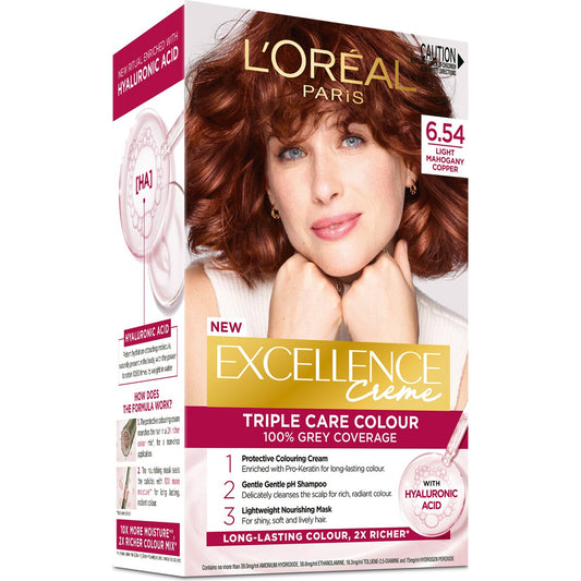 L'oreal Excellence Creme Hair Colour 6.54 Light Mahogany Brown Each