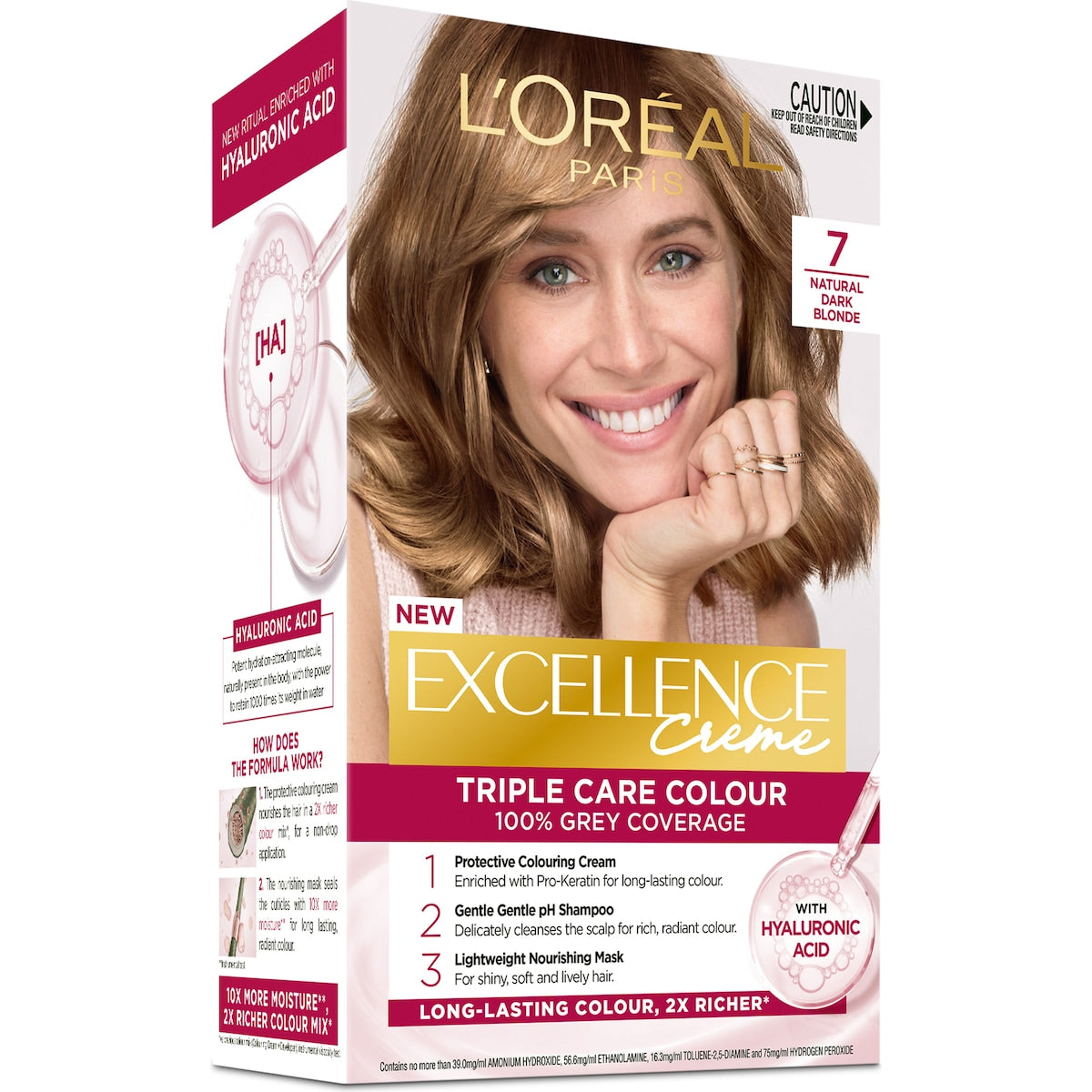 Loreal Paris Excellence Creme Hair Colour 7 Dark Blonde Each