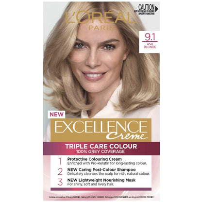 Loreal Excellence Creme Hair Colour 9.1 Light Ash Blonde Each