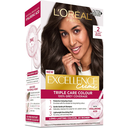 Loreal Excellence Creme Hair Colour 2 Black Brown Each