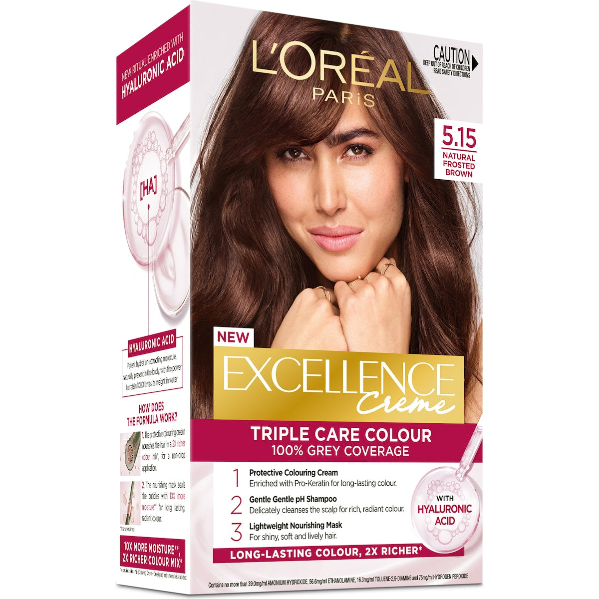 Loreal Paris Excellence Creme Hair Colour 5.15 Natural Frosted Brown Each