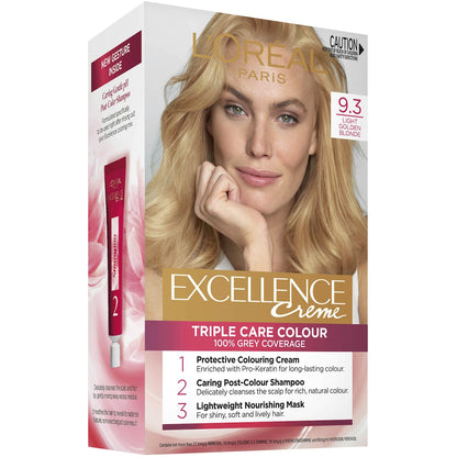 L'oreal Excellence Creme Hair Colour 9.3 Light Golden Blonde Each