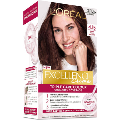 Loreal Paris Excellence Creme Hair Colour 4.15 Dark Frosted Brown Each