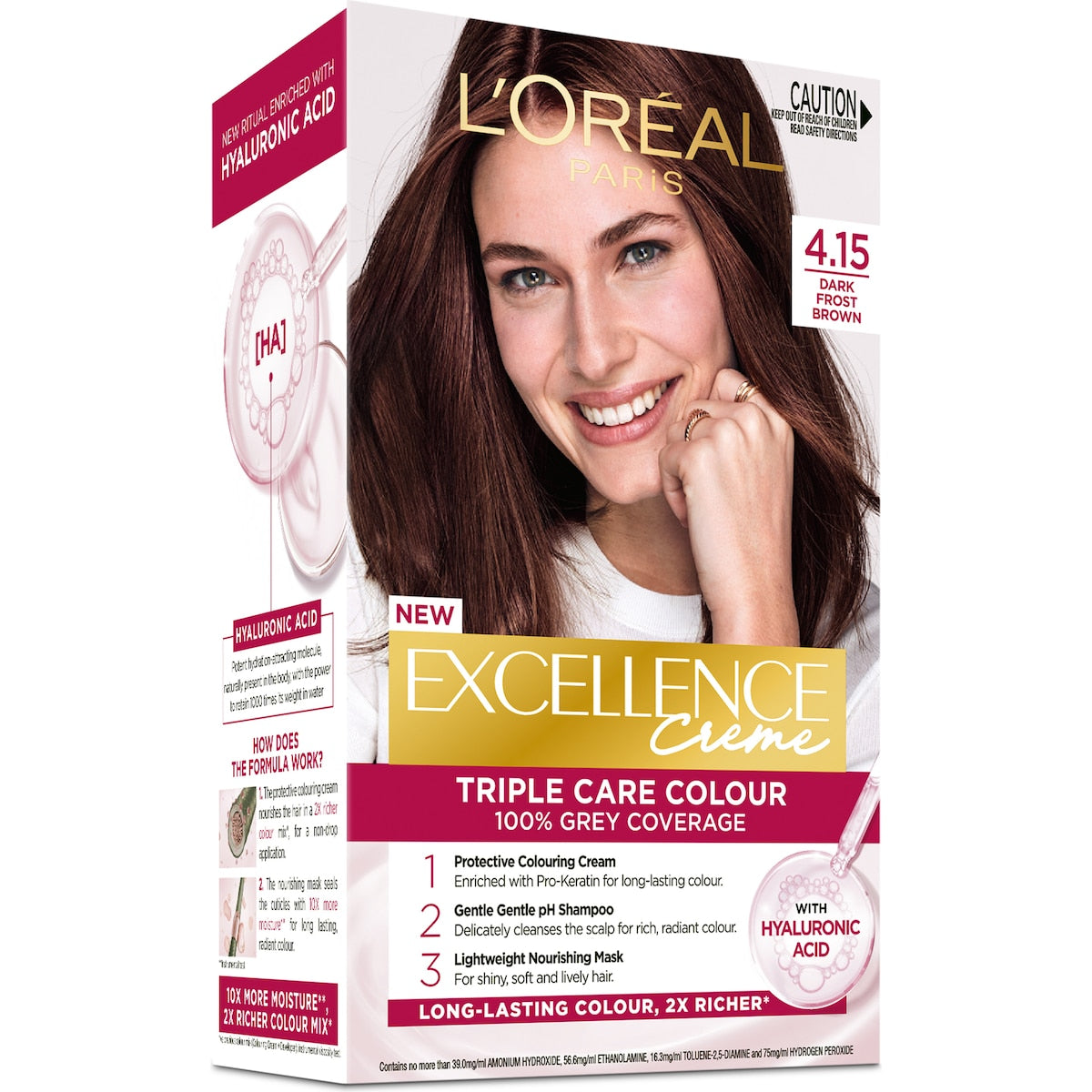 Loreal Paris Excellence Creme Hair Colour 4.15 Dark Frosted Brown Each