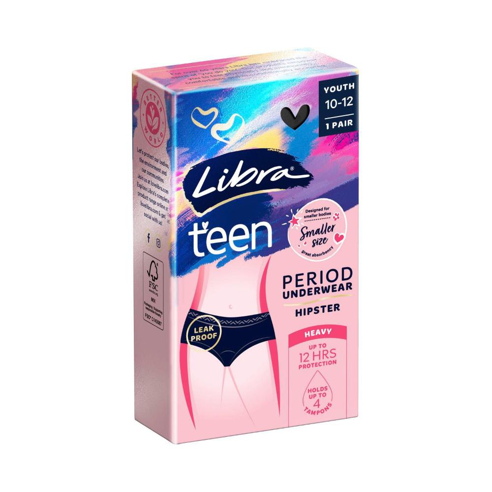 Libra Period Proof Girl-teen Brief Black Size 10-12 - 1 Pack