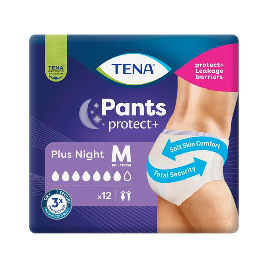 Tena Plus Night Pants Size Medium - 12 pack