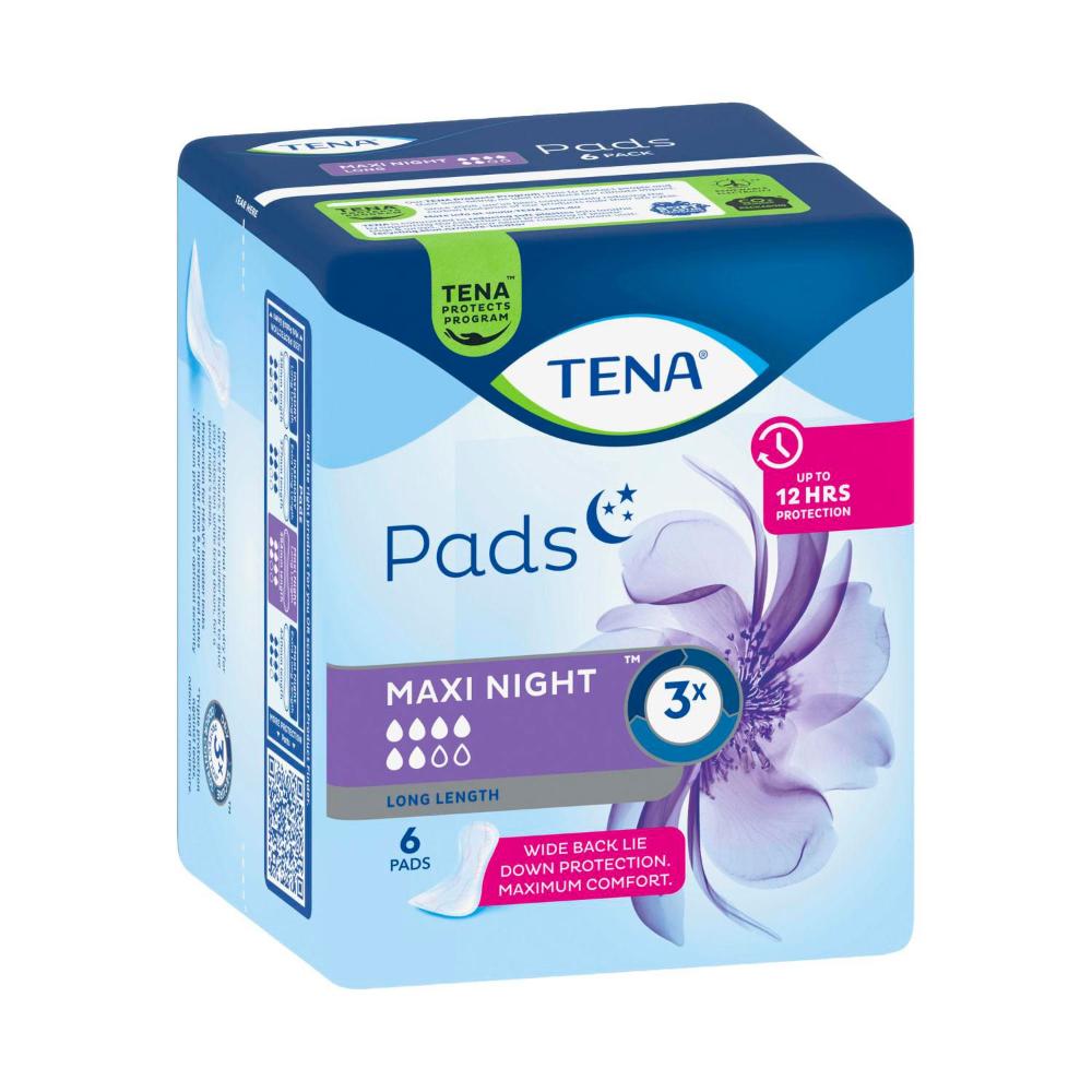 Tena Incontinence Night Pads Maxi Long - 6 pack