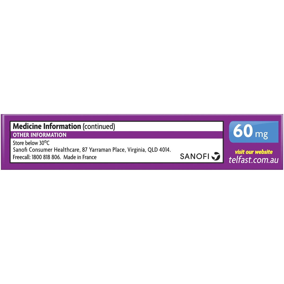 Telfast Hayfever Allergy Relief 60mg Antihistamine Tablets 20 Pack