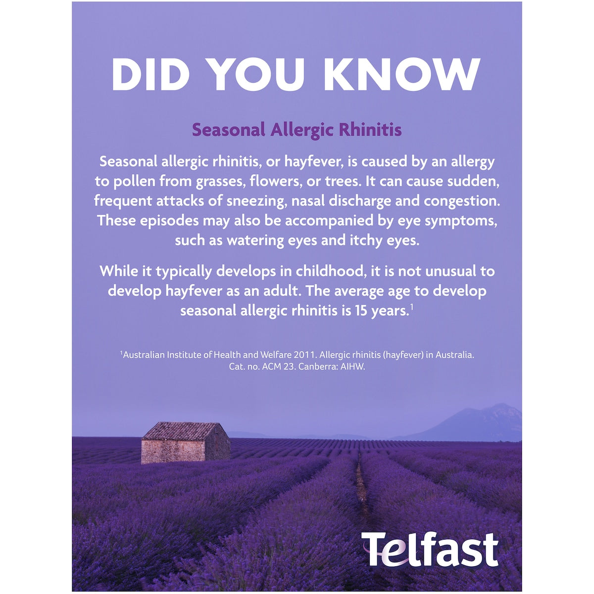 Telfast Hayfever Allergy Relief 60mg Antihistamine Tablets 20 Pack