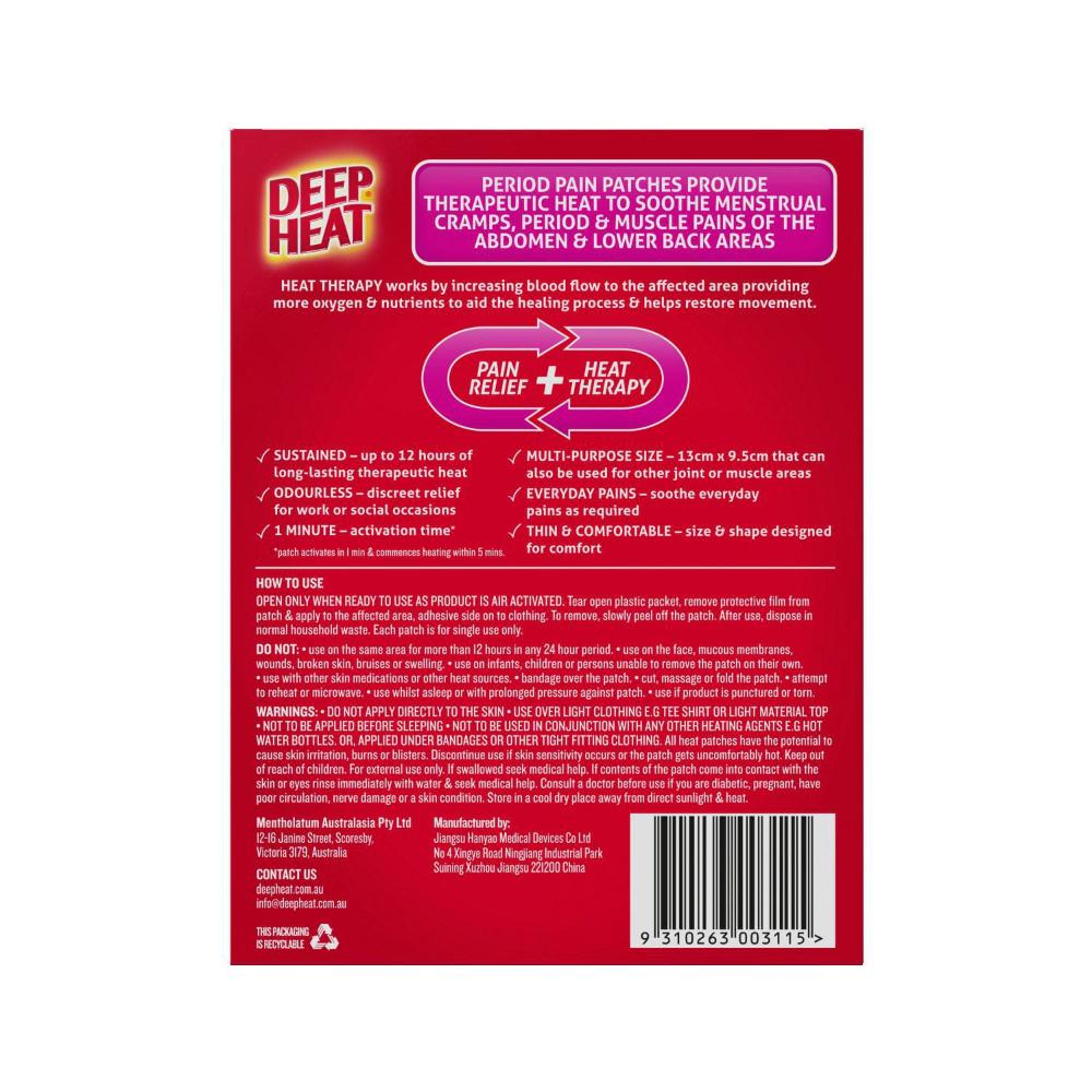Deep Heat Period Pain Heat Patches - 3 pack