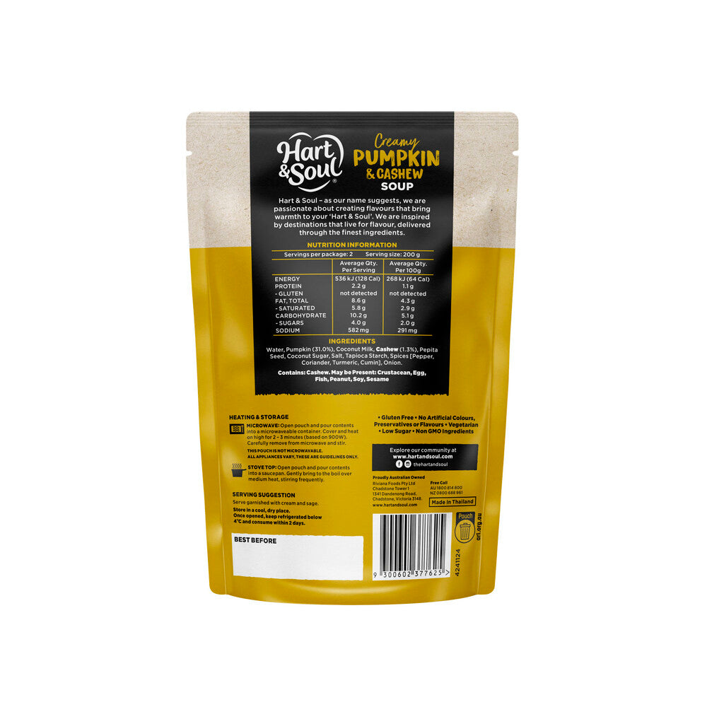Hart & Soul Pouch Soup Pumpkin & Cashew - 400g