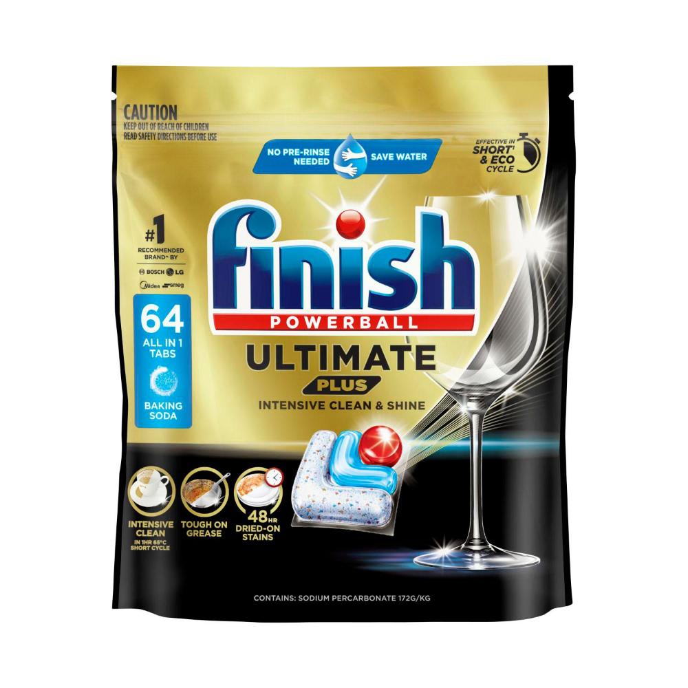 Finish Ultimate Plus Baking Soda Dishwasher Tablets - 64 pack