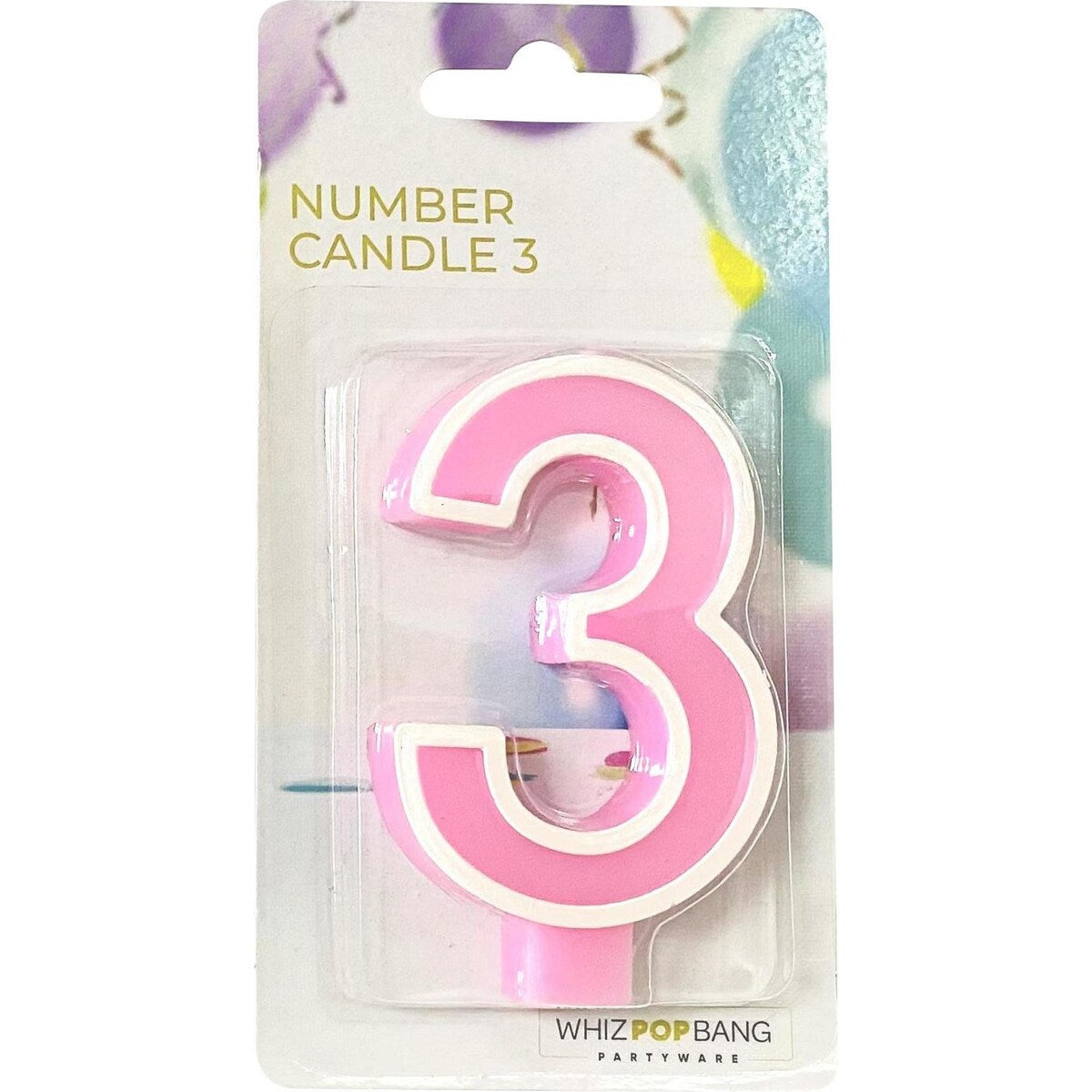 Whiz Pop Bang Number Candle 3 Assorted Each