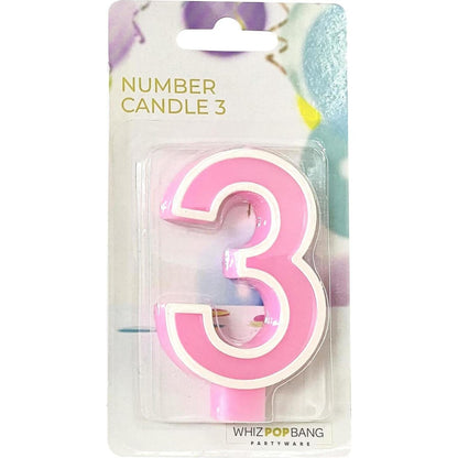 Whiz Pop Bang Number Candle 3 Assorted Each