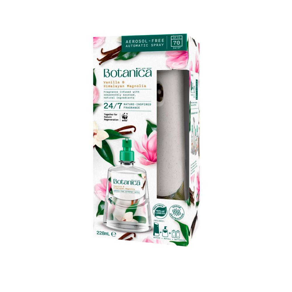 Botanica By Air Wick Vanilla & Himalayan Magnolia Automatic Spray Starter Kit - 228mL