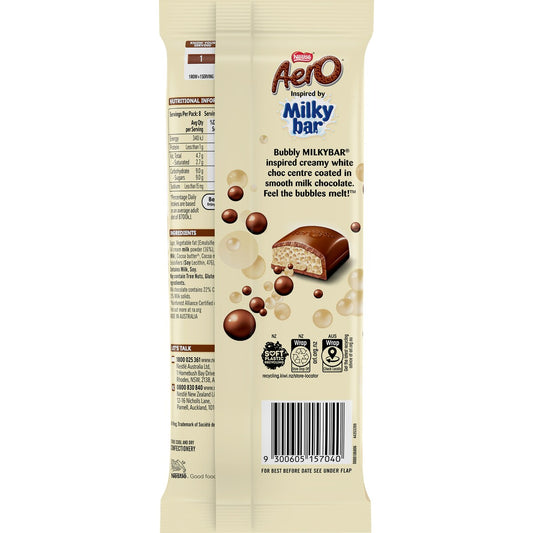 Nestle Aero Inspired By Milky Bar Chocolate Block 180g