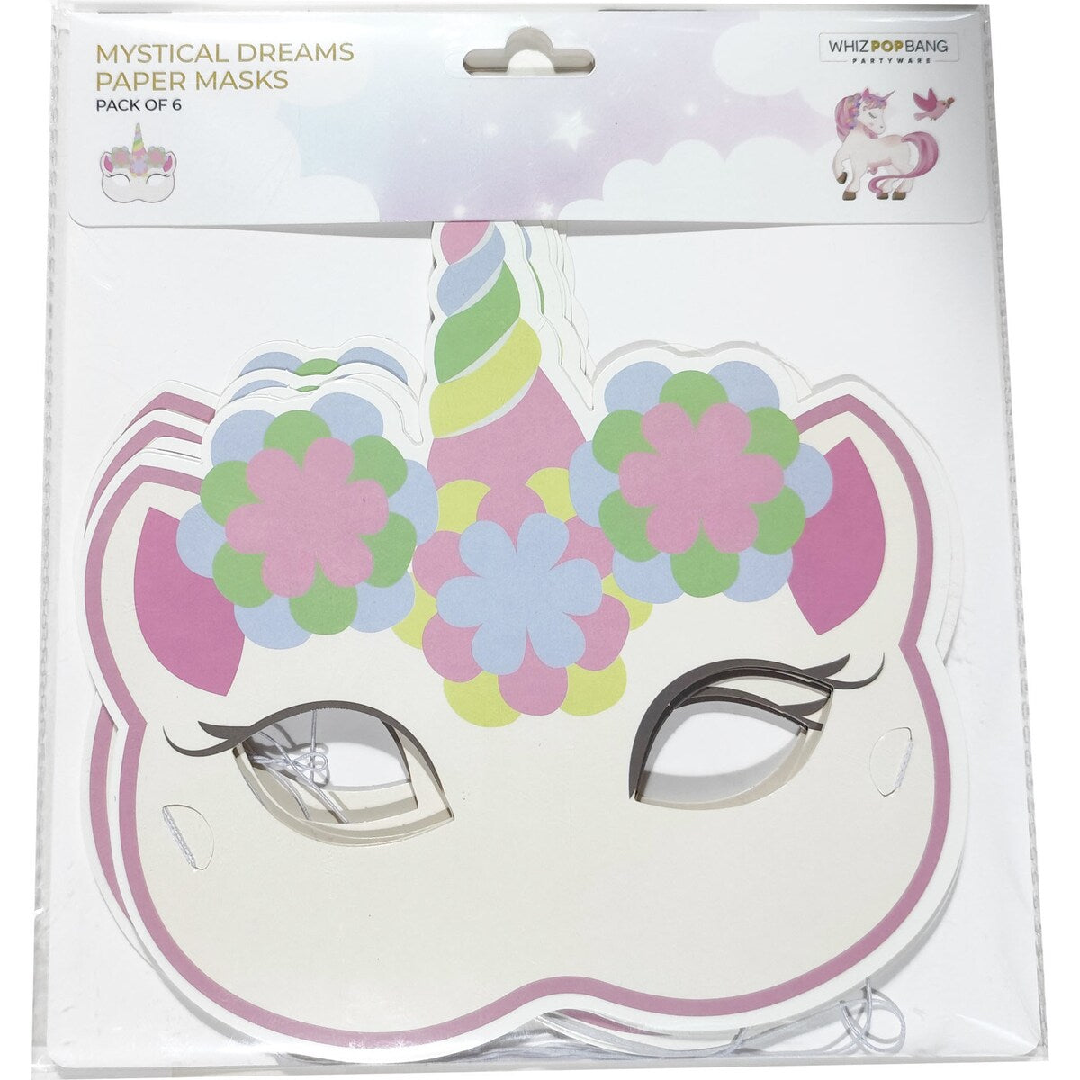 Whiz Pop Bang Themed Paper Masks Assorted 6 Pack