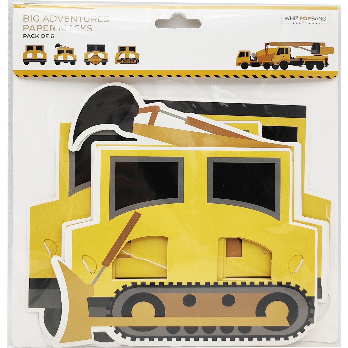 Whiz Pop Bang Themed Paper Masks Assorted 6 Pack