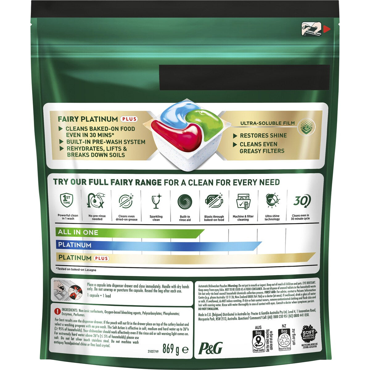 Fairy Platinum Plus 30 Minute Miracle Dishwasher Capsules 56 Pack