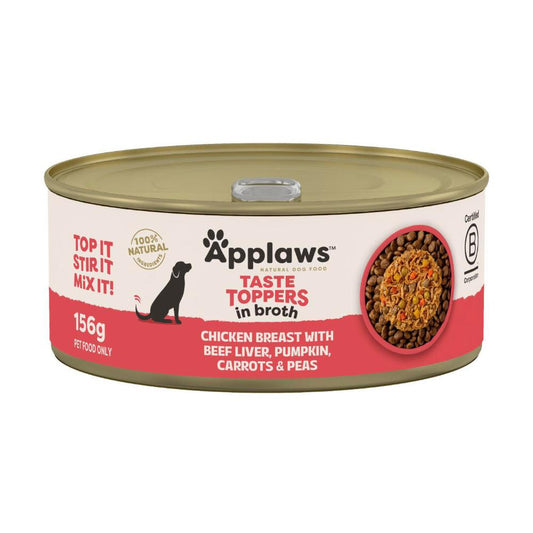 Applaws Taste Toppers Dog Tin Chicken Breast With Beef Liver & Vegetables In Broth Dog Food - 156g