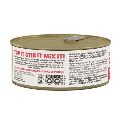 Applaws Taste Toppers Dog Tin Chicken Breast With Beef Liver & Vegetables In Broth Dog Food - 156g