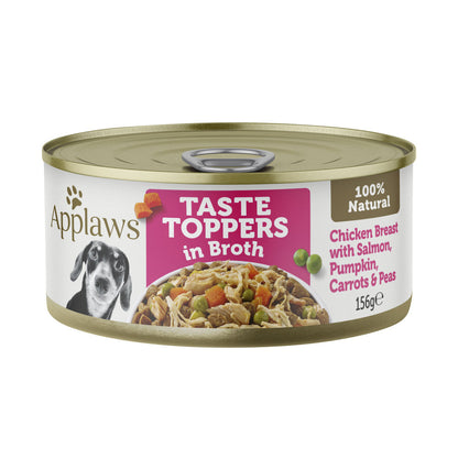 Applaws Taste Toppers Dog Tin Chicken Breast With Salmon & Vegetables In Broth Do ... 156g
